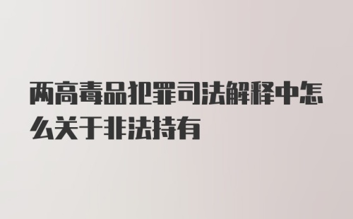 两高毒品犯罪司法解释中怎么关于非法持有