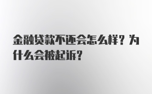 金融贷款不还会怎么样?为什么会被起诉?