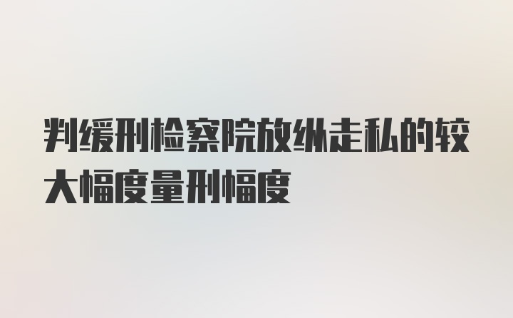 判缓刑检察院放纵走私的较大幅度量刑幅度