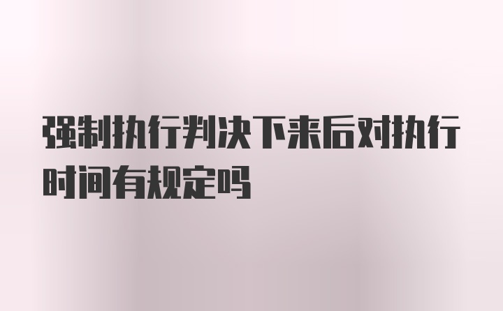 强制执行判决下来后对执行时间有规定吗