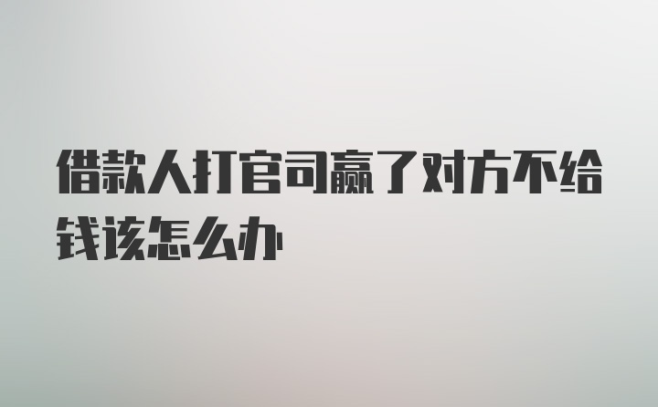 借款人打官司赢了对方不给钱该怎么办