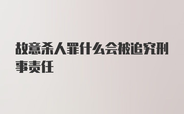 故意杀人罪什么会被追究刑事责任