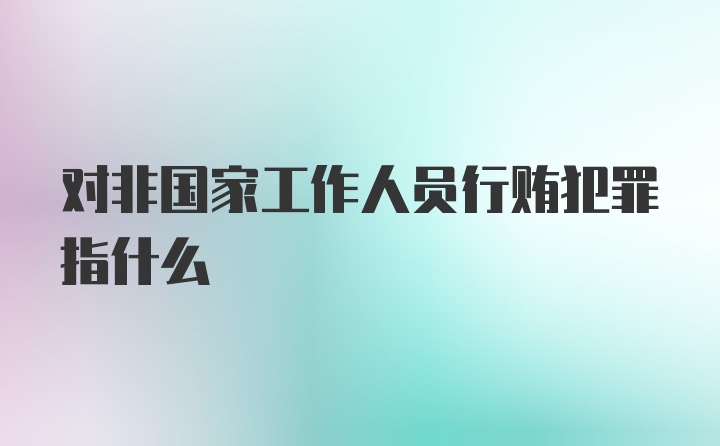 对非国家工作人员行贿犯罪指什么