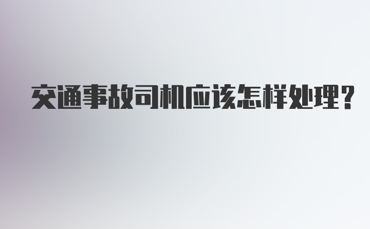 交通事故司机应该怎样处理？