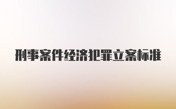 刑事案件经济犯罪立案标准