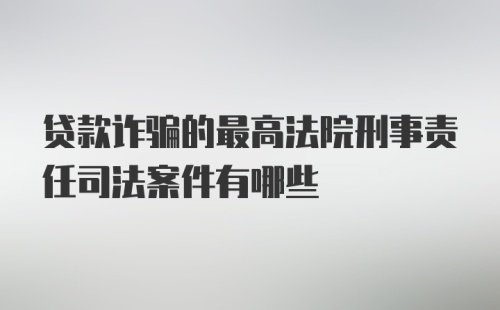 贷款诈骗的最高法院刑事责任司法案件有哪些