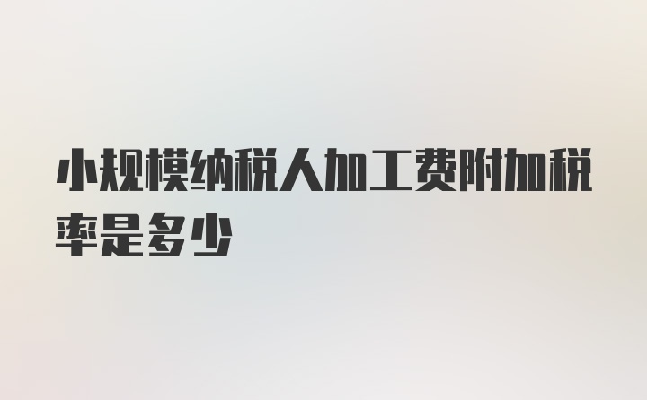 小规模纳税人加工费附加税率是多少