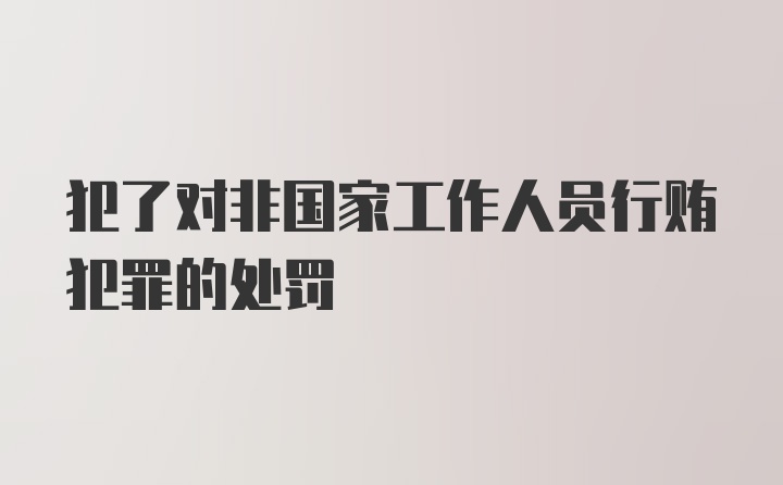 犯了对非国家工作人员行贿犯罪的处罚