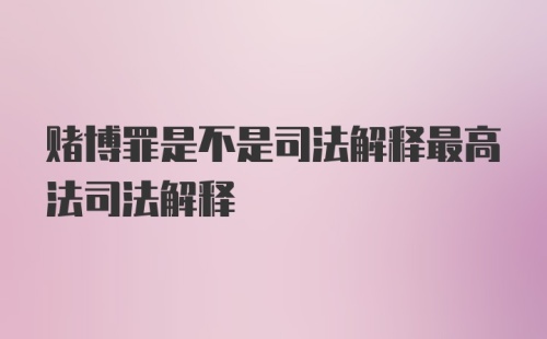 赌博罪是不是司法解释最高法司法解释