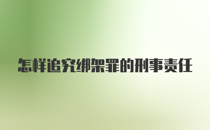 怎样追究绑架罪的刑事责任