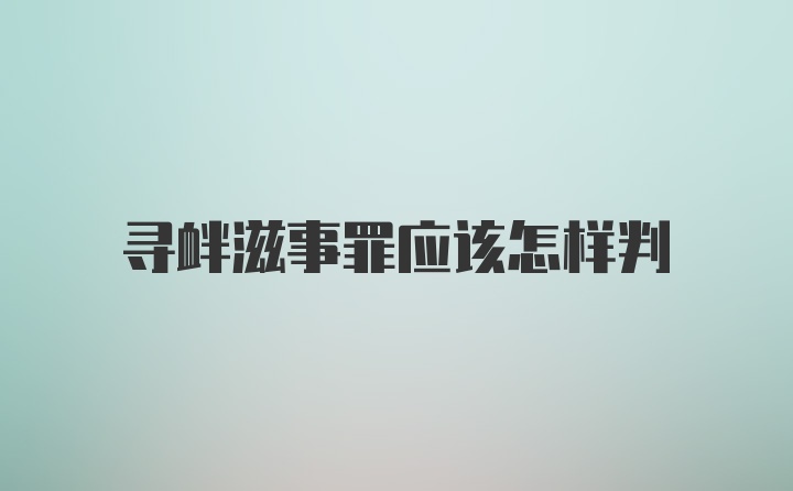 寻衅滋事罪应该怎样判