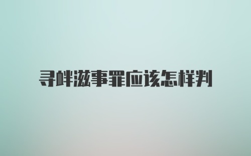 寻衅滋事罪应该怎样判