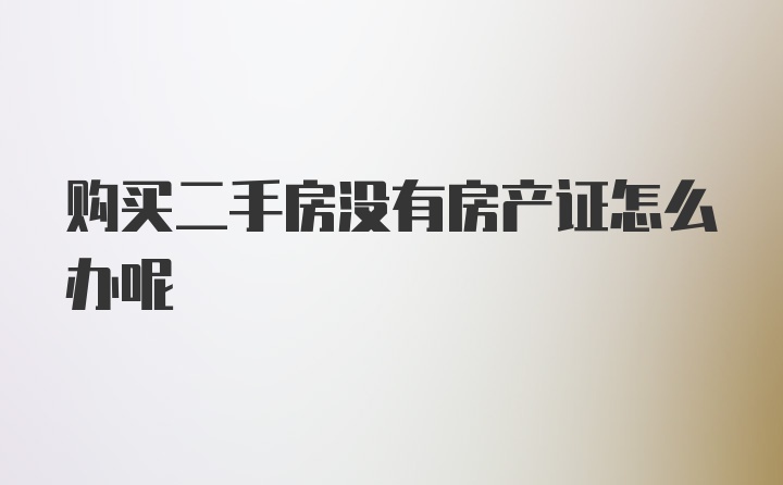 购买二手房没有房产证怎么办呢