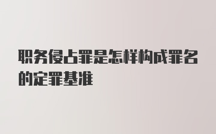 职务侵占罪是怎样构成罪名的定罪基准