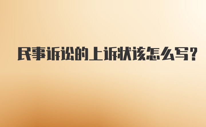 民事诉讼的上诉状该怎么写?