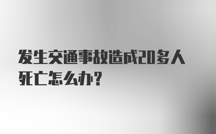 发生交通事故造成20多人死亡怎么办？