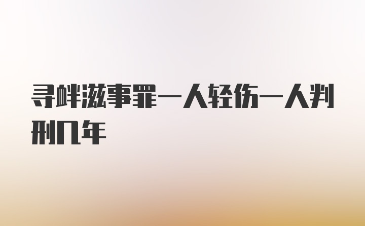 寻衅滋事罪一人轻伤一人判刑几年