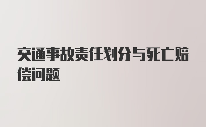 交通事故责任划分与死亡赔偿问题