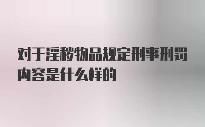 对于淫秽物品规定刑事刑罚内容是什么样的