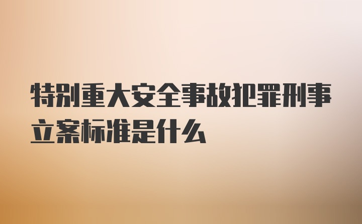 特别重大安全事故犯罪刑事立案标准是什么