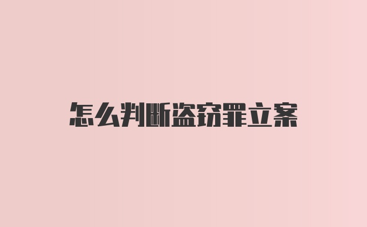 怎么判断盗窃罪立案