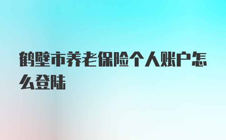 鹤壁市养老保险个人账户怎么登陆