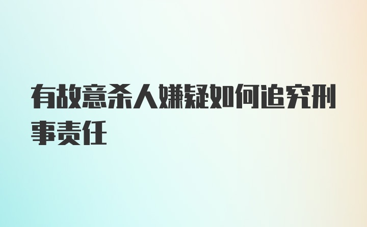 有故意杀人嫌疑如何追究刑事责任