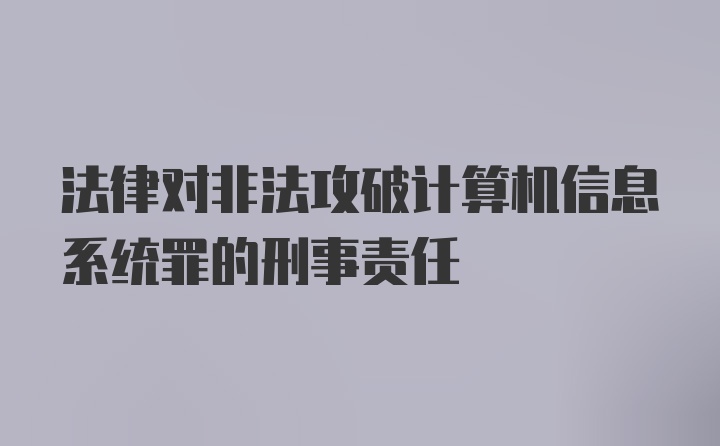 法律对非法攻破计算机信息系统罪的刑事责任