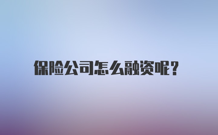 保险公司怎么融资呢？