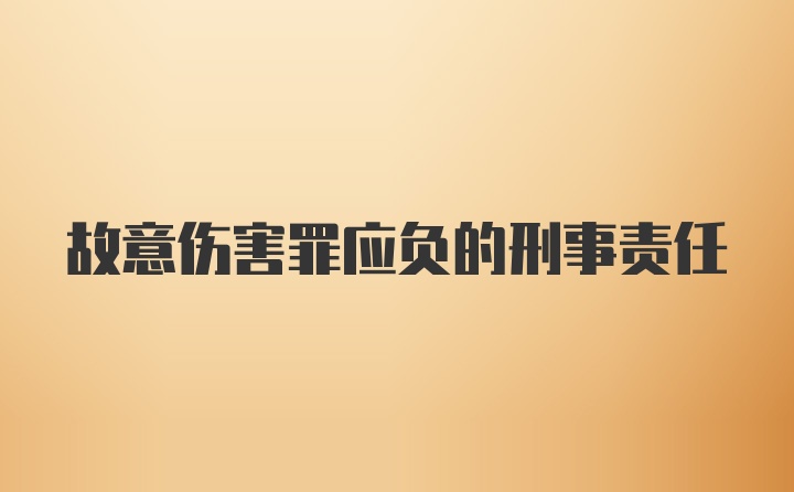 故意伤害罪应负的刑事责任