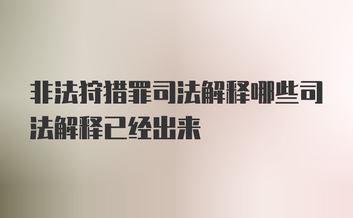 非法狩猎罪司法解释哪些司法解释已经出来