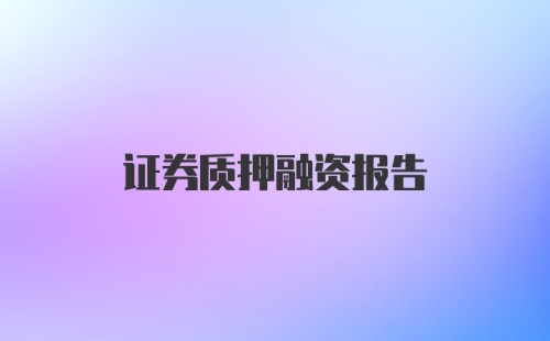 证券质押融资报告