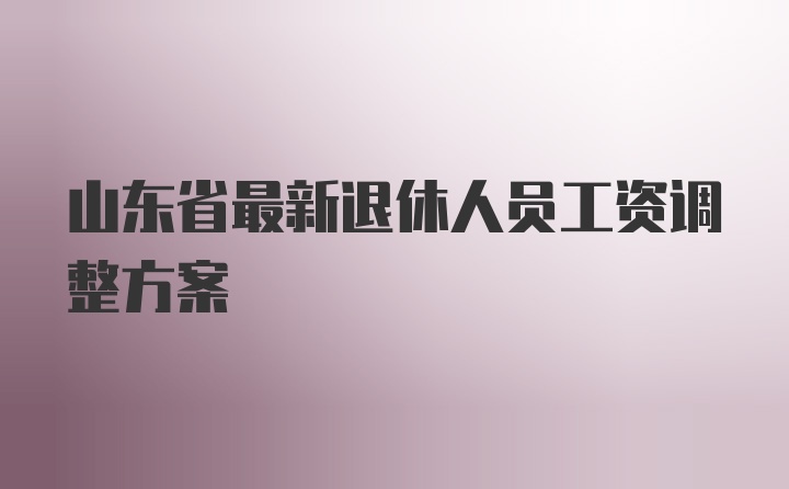 山东省最新退休人员工资调整方案