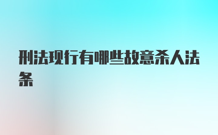 刑法现行有哪些故意杀人法条