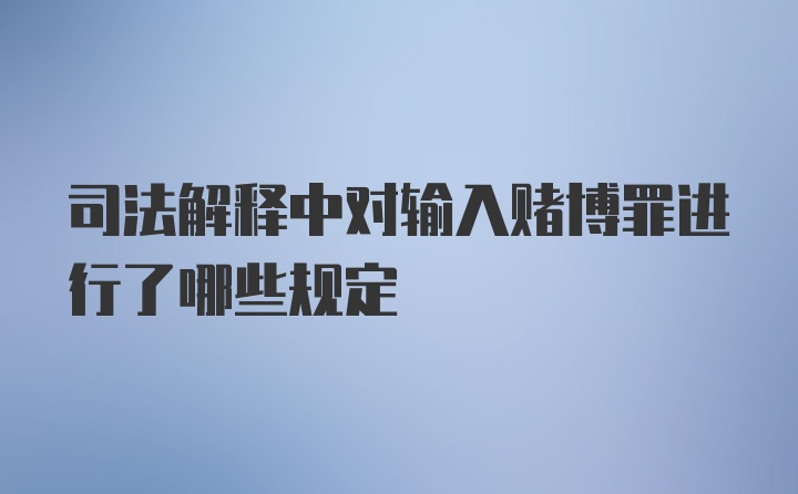 司法解释中对输入赌博罪进行了哪些规定