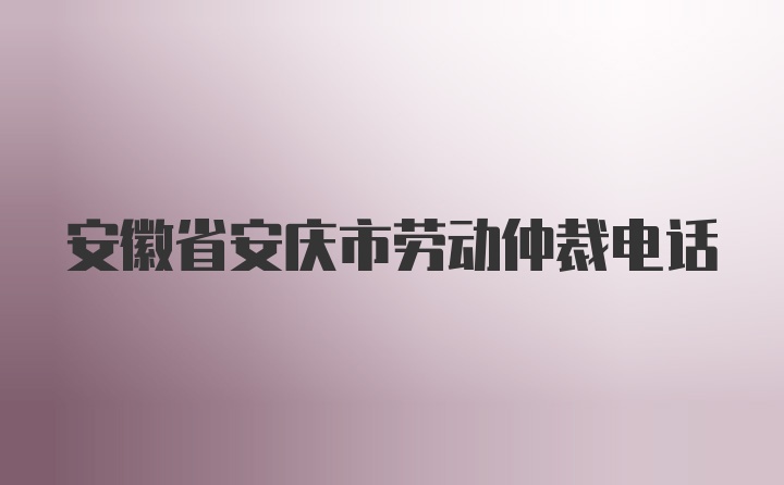 安徽省安庆市劳动仲裁电话