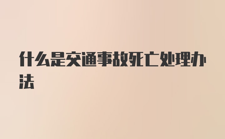 什么是交通事故死亡处理办法