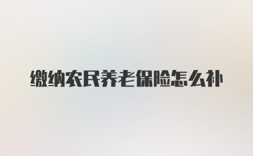 缴纳农民养老保险怎么补