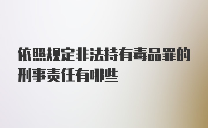 依照规定非法持有毒品罪的刑事责任有哪些