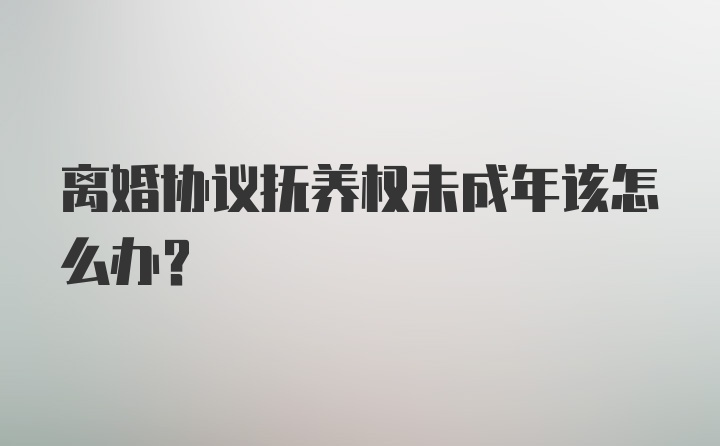 离婚协议抚养权未成年该怎么办？