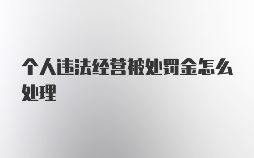 个人违法经营被处罚金怎么处理