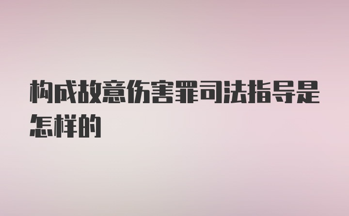 构成故意伤害罪司法指导是怎样的