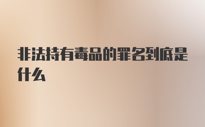 非法持有毒品的罪名到底是什么