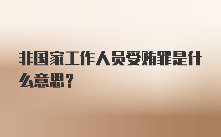 非国家工作人员受贿罪是什么意思?