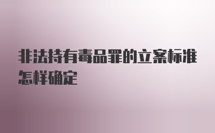 非法持有毒品罪的立案标准怎样确定