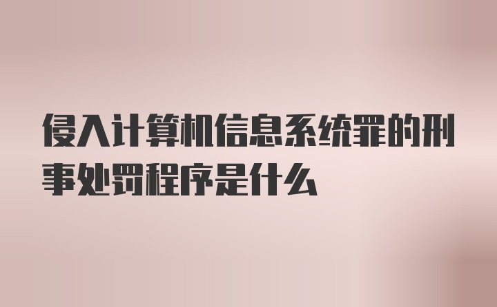 侵入计算机信息系统罪的刑事处罚程序是什么