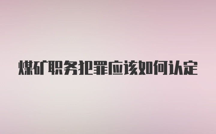 煤矿职务犯罪应该如何认定