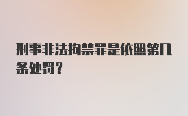 刑事非法拘禁罪是依照第几条处罚？