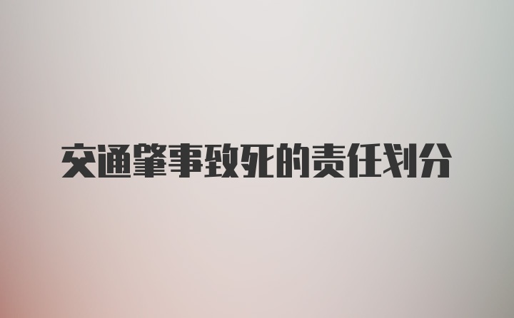 交通肇事致死的责任划分