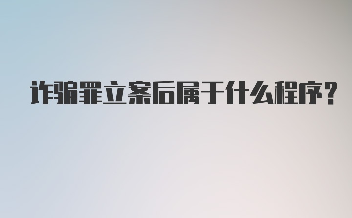 诈骗罪立案后属于什么程序？